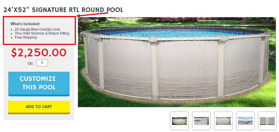 Included with your pool purchase