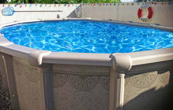 A pool with a unibead liner not showing on the outside.